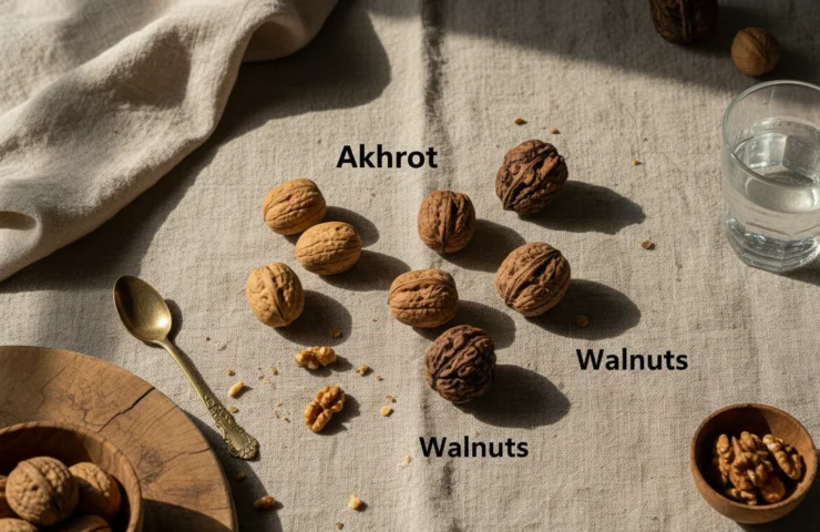 akhrot vs walnuts: premium product photography on warm linen