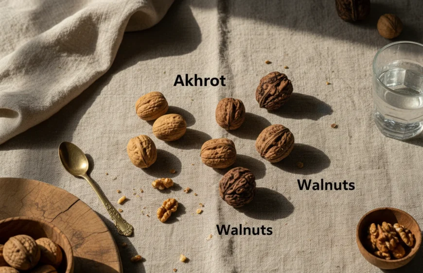 akhrot vs walnuts: premium product photography on warm linen