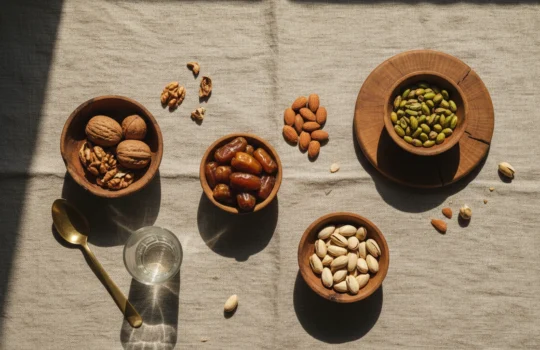 dry fruits for weight loss: premium product photography on warm linen