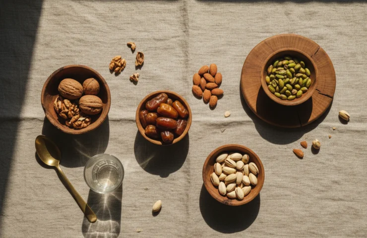 dry fruits for weight loss: premium product photography on warm linen