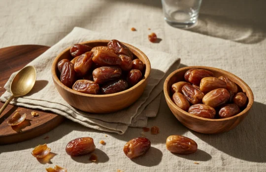 dates vs figs: premium product photography on warm linen