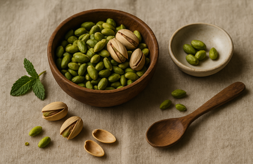 Premium pistachios in a bowl on warm linen, Ammari Foods cover image