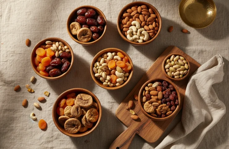 raksha bandhan dry fruit gifts: premium product photography on warm linen