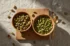salted vs unsalted pistachios: premium product photography on warm linen