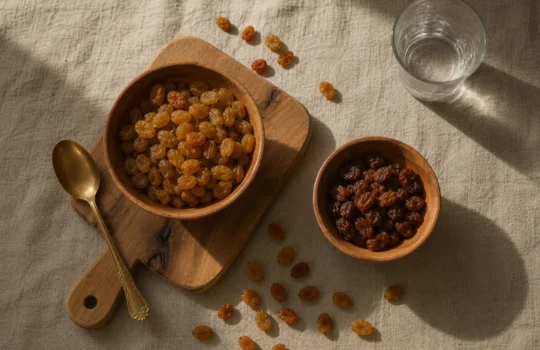 how many raisins per day: premium product photography on warm linen