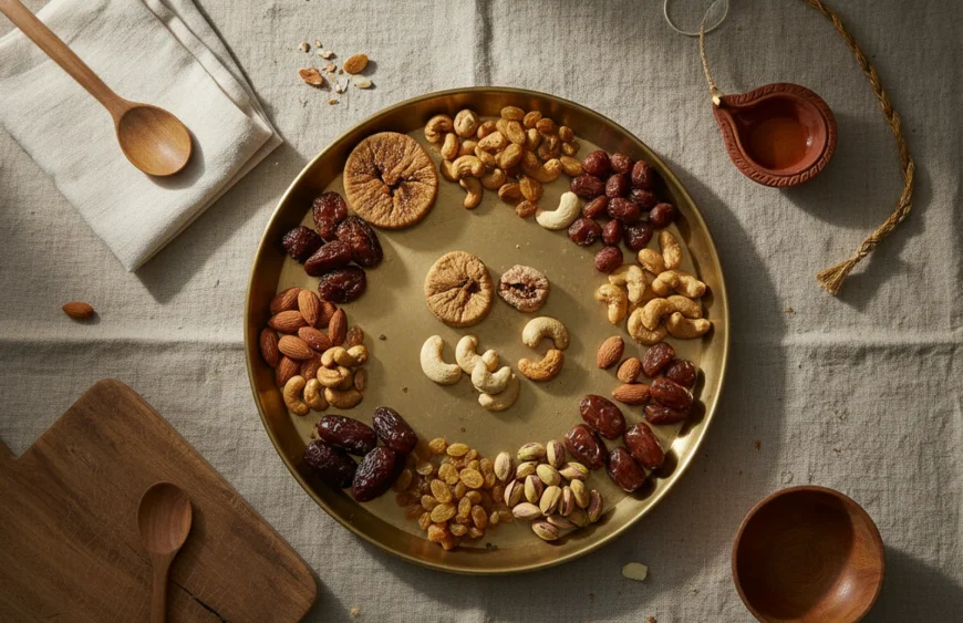 bulk dry fruits order for corporate gifting: premium product photography on warm linen